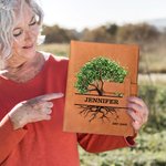 Personalisierte Familie Baum des Lebens A5 Leder Notebook Cover mit Text und Lagerung Tasche Reise Essentials Geburtstagsgeschenk für Familie