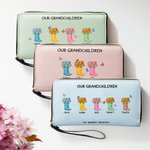 Personalized Our Grandest Adventure Floral Boots Leather Long Wristlet Zippered Wallet with 2-6 Names Birthday Mother's Day Gift for Women
