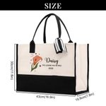 Personalized 12 Zodiac Floral Canvas Tote Bag with Name Portable Large Capacity Mother's Day Birthday Retirement Gifts for Her