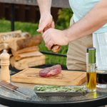 Personalized BBQ Grill Fork FSC Bamboo Charcuterie Cutting Board with Engraved Texts and Juice Groove Father's Day Birthday Gift for Dad Grill Master