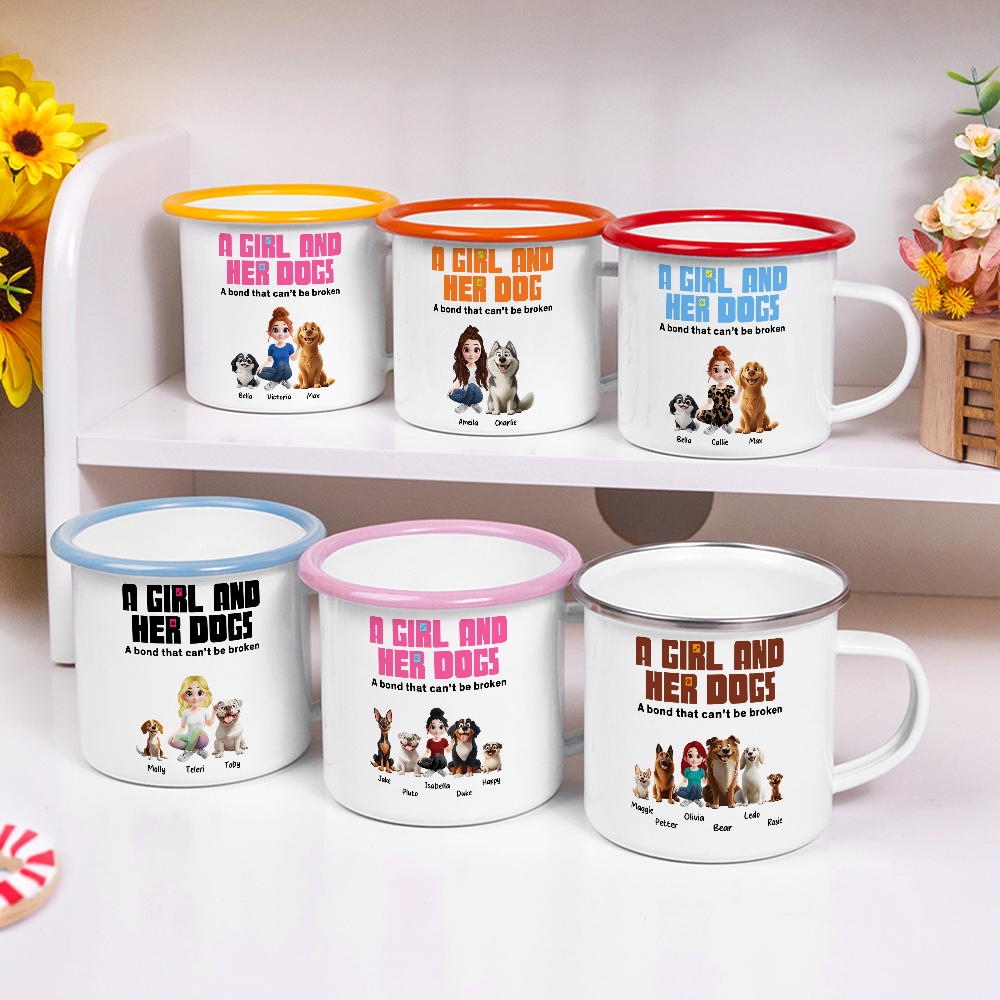 Tasse en Émail 350 ml Personnalisée avec Prénom Cadeau pour Amoureux des Animaux