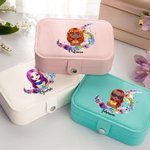 Personalised Musical Notes Cartoon Character Leather Jewellery Box with Name Portable Travel Essential Birthday Gift for Music Lovers