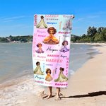 Personalized Princess Castle Fantasy Unicorn Quick Dry Oversized Beach Towel with Name Travel Essential Birthday Gift for Kids