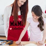 Personalized Heart Boy or Girl Mama Adjustable Waterproof Apron with 1-6 Kids Names and Pockets Cooking Essential Mother's Day Gift for Mom Grandma