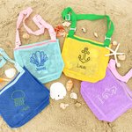 Gepersonaliseerde Geborduurde Krab Stersterfrucht Ijsje Mini Schelpen Verzamelnet Strandtas met Naam Reisbenodigdheden Zomercadeau voor Kinderen