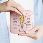 Personalised You Are Bible Verse Birth Flower Leather Jewellery Box with Name Travel Essentials Birthday Anniversary Baptism Gift for Women Christians