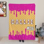 Personalized Ice Cream Softball Baseball Soccer Name Soft Throw Blanket with Number Multicolor Home Decor Game Day Birthday Gift for Ball Lovers