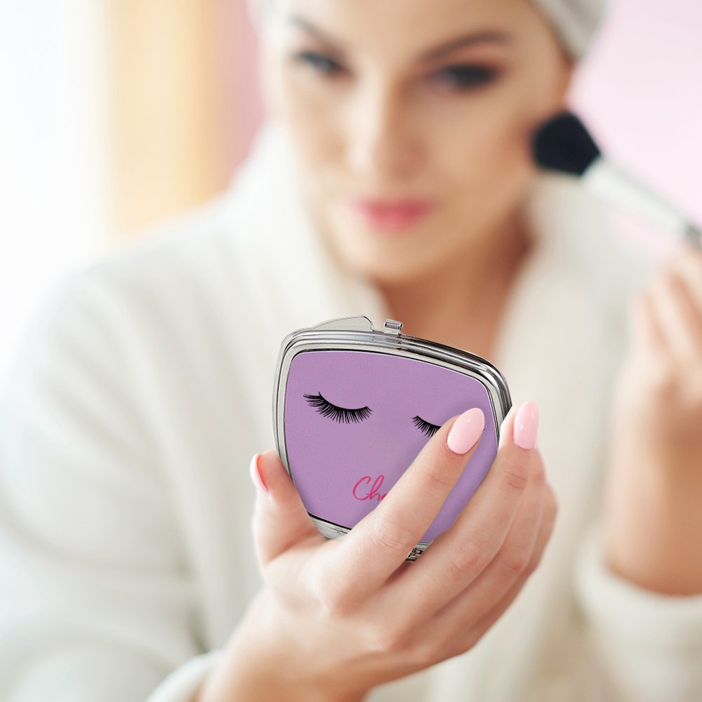 Specchietto Tascabile Pieghevole Con Incisione "Regalo Per La Mamma" - Doppia Faccia Con Ingrandimento 2x, In Metallo Rosa, Portatile