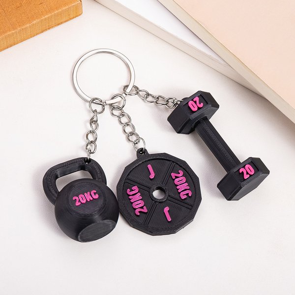 Personlig 3D-tryckt hantel kettlebell viktplatta mix väska charm nyckelring med namn födelsedag gym sportgåva för fitnessentusiaster