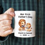 Personalized Parent-Child Cartoon Animal Panda Unicorn Dinosaur 11 oz Ceramic Mug with Name Year Father's Day Birthday Thank You Gift for Dad
