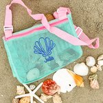 Gepersonaliseerde Geborduurde Krab Stersterfrucht Ijsje Mini Schelpen Verzamelnet Strandtas met Naam Reisbenodigdheden Zomercadeau voor Kinderen