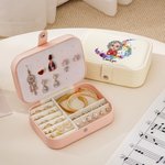 Personalised Musical Notes Cartoon Character Leather Jewellery Box with Name Portable Travel Essential Birthday Gift for Music Lovers