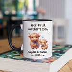 Personalized Parent-Child Cartoon Animal Panda Unicorn Dinosaur 11 oz Ceramic Mug with Name Year Father's Day Birthday Thank You Gift for Dad
