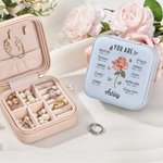 Personalised You Are Bible Verse Birth Flower Leather Jewellery Box with Name Travel Essentials Birthday Anniversary Baptism Gift for Women Christians