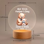 Personalised Cute Cartoon Bear Cattle Animals Acrylic LED Night Light with Wooden Base and Name Home Decor Birthday Father's Day Gift for Kids