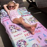 Personalized Princess Castle Fantasy Unicorn Quick Dry Oversized Beach Towel with Name Travel Essential Birthday Gift for Kids