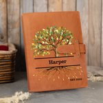Personalisierte Familie Baum des Lebens A5 Leder Notebook Cover mit Text und Lagerung Tasche Reise Essentials Geburtstagsgeschenk für Familie
