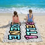 Personalized Dalmatian Dots Bright Neon Name Oversized Quick Dry Microfiber Beach Towel Beach Pool Party Birthday Gift for Kids Family