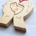 Gepersonaliseerde Houten Babyvoeten Familie Puzzel met 3 Namen Datum Bureau Decor Moederdag Verjaardag Cadeau voor Familie Nieuwe Ouders Pasgeborenen