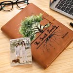Personalisierte Familie Baum des Lebens A5 Leder Notebook Cover mit Text und Lagerung Tasche Reise Essentials Geburtstagsgeschenk für Familie