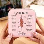 Personalised You Are Bible Verse Birth Flower Leather Jewellery Box with Name Travel Essentials Birthday Anniversary Baptism Gift for Women Christians
