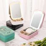 Personalised You Are Bible Verse Birth Flower Name Leather Jewellery Box with Adjustable LED Makeup Mirror Travel Essential Birthday Gift for Women