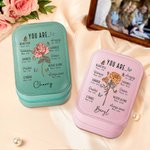 Personalised You Are Bible Verse Birth Flower Name Leather Jewellery Box with Adjustable LED Makeup Mirror Travel Essential Birthday Gift for Women