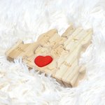 Gepersonaliseerde Houten Kat Familie Rode Hart Puzzel met 2-5 Namen Bureau Decoratie Verjaardag Jubileum Cadeau voor Familie