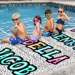 Personalized Dalmatian Dots Bright Neon Name Oversized Quick Dry Microfiber Beach Towel Beach Pool Party Birthday Gift for Kids Family
