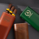 Personalised Best Man Charming Geometric Design Portable Leather Cigar Case with Name and Date Birthday Wedding Gift for Groomsman