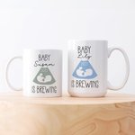 Personalized Baby is Brewing B-ultrasound Pregnancy Announcement Ceramic Mug with Name and Year Mother's Day Father's Day Gift for Expecting Parents