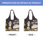 Sac de Tricot Rétuilisable Personnalisé avec Nom et Image de Femme Large Capacité Cadeau Anniversaire Fête des Mères pour Femme Amatrice de Tricot