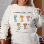 Sweat personnalisé Our Gardest Adventure Floral Boots Adult Sweatshirt with Title and 1-6 Names Mother's Day Birthday Gift for Mom Grandma