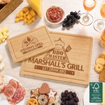 Personalized BBQ Grill Fork FSC Bamboo Charcuterie Cutting Board with Engraved Texts and Juice Groove Father's Day Birthday Gift for Dad Grill Master
