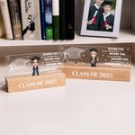 Gepersonaliseerd Schattig Karakter Afgestudeerd Acryl LED Nachtlampje met Houten Voet en Naam Home Decor Afstudeergeschenk voor Afgestudeerden van de Klas van 2025