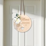 Adorno de madera con flor artificial personalizado con nombre y texto decoración para el hogar regalo de el Día de la Madre para madre y abuela