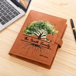 Personalisierte Familie Baum des Lebens A5 Leder Notebook Cover mit Text und Lagerung Tasche Reise Essentials Geburtstagsgeschenk für Familie