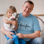 Personalized Multicolor 1-20 Names Soft Crewneck T-shirt Sweatshirt with Title Father's Day Birthday Gift for Dad Grandpa