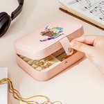 Personalised Musical Notes Cartoon Character Leather Jewellery Box with Name Portable Travel Essential Birthday Gift for Music Lovers