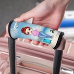 Personalized Vacation Cartoon Character Luggage Handle Wrap with Name Set of 2 Travel Accessories Birthday Gift for Family Travel Lovers