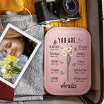 Personalised You Are Bible Verse Birth Flower Name Leather Jewellery Box with Adjustable LED Makeup Mirror Travel Essential Birthday Gift for Women