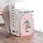 Serre-Livres en Bois Personnalisé avec Nom Motif d'Animal Licorne Monstre Mignon Cadeau d'Anniversaire pour Enfant Étudiant