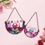 Personalisierter Cartoon Charakter Rückansicht Mond Sonnenfänger mit Namen Fensterdeko Hängende Haus Deko Muttertag Geburtstag Geschenk für Mama Oma