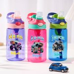 Personalised Monster Lorry 16 oz Kid Water Bottle with Straw Initial and Name Birthday Back to School Gift for Boys Girls