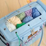 Borsa personalizzata con tasche per aghi e maniglia per filati ideale per lavoro a maglia e uncinetto regalo di compleanno per amanti dell'artigianato