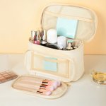 Sac de maquillage en cuir PU avec nom, multi-compartiments, cadeau d'anniversaire de la fête des mères pour les femmes.