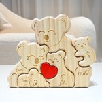 Gepersonaliseerde Houten Schattige Rode Hart Koala Familie Puzzel met 2-5 Gegraveerde Namen Bureau Decor Verjaardag en Jubileum Cadeau voor Familie