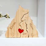 Puzzle de Loups en Bois Personnalisé avec 2-4 Noms Gravés Décoration de Bureau Cadeau Familal pour Aniversaire Fête des Mères
