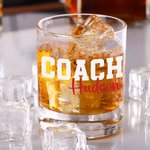 Gepersonaliseerd Bedankt Coach Old Fashioned Rocks 10 oz Whiskeyglas met naam en tekst Einde van het seizoen Verjaardag Waardering Gift voor Coach