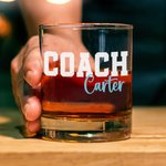 Gepersonaliseerd Bedankt Coach Old Fashioned Rocks 10 oz Whiskeyglas met naam en tekst Einde van het seizoen Verjaardag Waardering Gift voor Coach